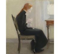 POSTERIIk Vintage Art Mural Classique Impression Tableaux Fille au crochet par Helene Schjerfbeck Impression Peinture Huile Pour la Décoration du Salon 60x90cm