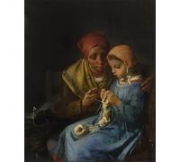 POSTERIIk Vintage Art Mural Classique Impression Tableaux la leçon de tricot de Jean Francois Millets Impression Peinture Huile Pour la Décoration de Bureau 60x90cm