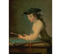 POSTERIIk Vintage Art Mural Classique Impression Tableaux le jeune dessinateur de Jean Baptiste Simeon Chardin Impression Peinture Huile Pour la Décoration Murale 60x90cm