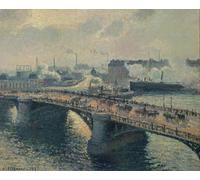 POSTERIIk Vintage Art Mural Classique Impression Tableaux Le Pont Boieldieu À Rouen Soleil Couchant Temps Brumeux de Camille Jacob Pissarro Impression Peinture Huile Pour la Décoration Murale 60x90cm