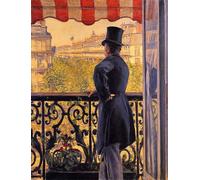 POSTERIIk Vintage Art Mural Classique Impression Tableaux L'homme au balcon de Gustave Caillebotte Impression Peinture Huile Pour la Décoration Murale 60x90cm