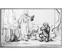 POSTERIIk Vintage Art Mural Classique Impression Tableaux Parabole du créancier impitoyable Pen Und Bistre sur papier de Rembrandt Van Rijn Impression Peinture Huile Pour la Décoration Murale 60x90cm