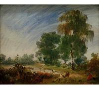POSTERIIk Vintage Art Mural Classique Impression Tableaux Paysage de lande de fin d'été avec étang par Wilhelm Busch Impression Peinture Huile Pour la Décoration de Bureau 60x90cm