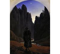 POSTERIIk Vintage Art Mural Classique Impression Tableaux Pèlerin dans une vallée par Carl Gustav Carus Impression Peinture Huile Pour la Décoration de Bureau 60x90cm