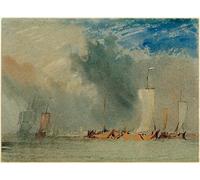 POSTERIIk Vintage Art Mural Classique Impression Tableaux Près de Nantes : Les péniches de la Loire dans le coup de vent de Mallord William Turner Pour la Décoration Murale 60x90cm