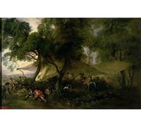 POSTERIIk Vintage Art Mural Classique Impression Tableaux Répit de la guerre par Jean Antoine Watteau Impression Peinture Huile Pour la Décoration de Bureau 60x90cm