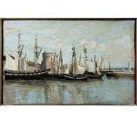 POSTERIIk Vintage Art Mural Classique Impression Tableaux Vue de La Rochelle Entrée du Port des Eaux Usées à par Jean Baptiste Camille Corot Pour la Décoration de Bureau 60x90cm