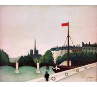 POSTERIIk Vintage Art Mural Classique Impression Tableaux Vue de l'île Saint-louis prise du quai Henri Iv par Henri Rousseau Impression Peinture Huile Pour la Décoration Murale 60x90cm