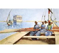 POSTERIIk Vintage Portrait Tableaux Art décor à Philae en felouque de Lance Thackeray Affiches imprimées Pour la Décoration du Salon 60x90cm