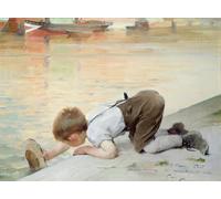 POSTERIIk Vintage Portrait Tableaux Art décor A quai par Henri Jules Jean Geoffroy Affiches imprimées Pour la Décoration du Salon 60x90cm