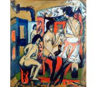 POSTERIIk Vintage Portrait Tableaux Art décor Femmes dans un atelier de peinture par Ernst Ludwig Kirchner Affiches imprimées Pour la Décoration Murale 60x90cm