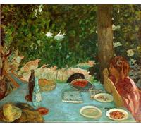 POSTERIIk Vintage Portrait Tableaux Art décor la tartecerises jeune femme assise a une table dans un jardin tableau de Pierre Bonnard Affiches imprimées Pour la Décoration Murale 60x90cm