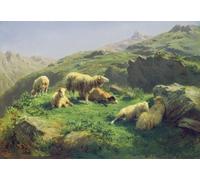 POSTERIIk Vintage Portrait Tableaux Art décor Moutons paissant dans les Pyrénées par Rosa Bonheur Affiches imprimées Pour la Décoration du Salon 60x90cm