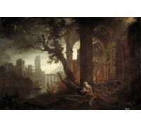 POSTERIIk Vintage Portrait Tableaux Art décor Paysage avec la tentation du saint par Claude Lorrain Affiches imprimées Pour la Décoration de Bureau 60x90cm