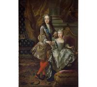 POSTERIIk Vintage Portrait Tableaux Art décor Portrait du roi Louis Xv et de sa fiancée Marie Anne Victoire fille par Jean François De Troy Affiches imprimées Pour la Décoration Murale 60x90cm