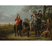POSTERIIk Vintage Portrait Tableaux Art décor Portrait équestre de Cornelis et Michiel Pompe Van Meerdervoort par Aelbert Cuyp Affiches imprimées Pour la Décoration du Salon 60x90cm