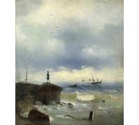 POSTERIIk Vintage Portrait Tableaux Art décor Pouchkine regardant Noire par Ivan Konstantinovich Aivazovsky Affiches imprimées Pour la Décoration Murale 60x90cm