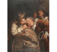 POSTERIIk Vintage Portrait Tableaux Art décor Trois hommes dégustant du vin par un artiste célèbre Affiches imprimées Pour la Décoration du Salon 60x90cm