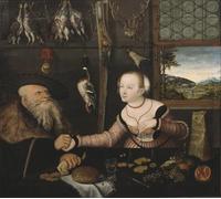 POSTERIIk Vintage Portrait Tableaux Art décor un faune et sa famille avec un lion tué par Lucas Cranach l'Ancien Affiches imprimées Pour la Décoration de Bureau 60x90cm