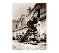 Posterlounge Accident de train à la gare Montparnasse à Paris Poster | 60 x 80 cm de John Parrot Sépia Tableaux Décoration murale