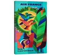 Posterlounge Air France, Les Caraïbes Tableau sur toile de Vintage Travel Collection 20 x 30 cm Déco colorée Tableaux Décoration murale
