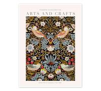 Posterlounge Arts and Crafts - Strawberry Thief I Poster de William Morris 50 x 70 cm Marron Tableaux Décoration murale