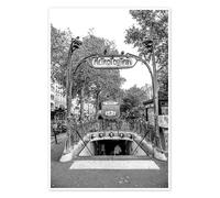 Posterlounge Blanche metro station in Paris Poster | 40 x 60 cm de Iconic Photo Collection Noir et blanc Tableaux Décoration murale