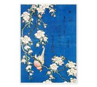 Posterlounge Bouvreuil et cerisier pleureur Poster de Katsushika Hokusai 50 x 70 cm Bleu Tableaux Décoration murale