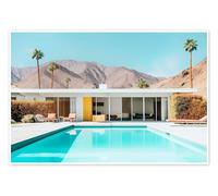 Posterlounge California Dreaming - Palm Springs Pool in the desert Poster de Philippe HUGONNARD 100 x 70 cm Bleu Tableaux Décoration murale