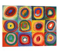 Posterlounge Carrés et cercles concentriques, 1913 Tableau en verre acrylique de Wassily Kandinsky 70 x 50 cm Déco colorée Tableaux Décoration murale