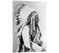 Posterlounge Chef Sioux Sitting Bull Tableau en verre acrylique | 13 x 18 cm de John Parrot Noir et blanc Tableaux Décoration murale
