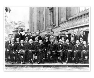 Posterlounge Cinquième congrès Solvay, 1927 Poster | 130 x 100 cm Noir et blanc Tableaux Décoration murale