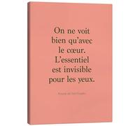 Posterlounge Citation d’Exupéry - On ne voit bien qu’avec le cœur II Tableau sur toile de Typobox 30 x 40 cm Rose clair Tableaux Décoration murale