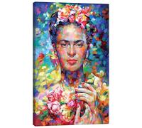 Posterlounge Colourful Frida Kahlo Tableau sur toile de Leon Devenice 60 x 90 cm Bleu Tableaux Décoration murale