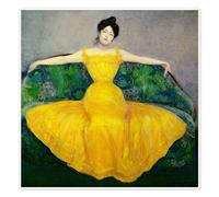 Posterlounge Dame en robe jaune Poster de Maximilian Kurzweil 50 x 50 cm Jaune Tableaux Décoration murale