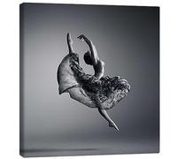 Posterlounge Danseuse en plein saut Tableau sur toile | 30 x 30 cm de Johan Swanepoel Noir et blanc Tableaux Décoration murale