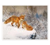Posterlounge Deux renards dans un paysage d'hiver Poster | 18 x 13 cm de Bruno Andreas Liljefors Tableaux Décoration murale