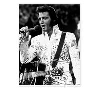 Posterlounge Elvis Presley With on Stage Poster | 30 x 40 cm Noir et blanc Tableaux Décoration murale