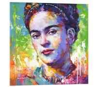 Posterlounge Frida in a colourful portrait Tableau en verre acrylique de Leon Devenice 20 x 20 cm Déco colorée Tableaux Décoration murale