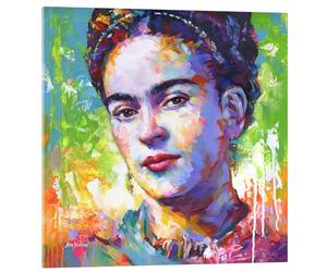 Posterlounge Frida in a colourful portrait Tableau en verre acrylique de Leon Devenice 20 x 20 cm Déco colorée Tableaux Décoration murale