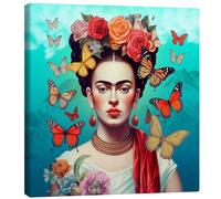 Posterlounge Frida Kahlo and Flying Butterflies Tableau sur toile de Mark Ashkenazi 70 x 70 cm Déco colorée Tableaux Décoration murale