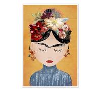 Posterlounge Frida Kahlo avec une couronne de fleurs Poster de treechild 20 x 30 cm Tableaux Décoration murale