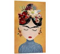 Posterlounge Frida Kahlo avec une couronne de fleurs Tableau en verre acrylique de treechild 20 x 30 cm Tableaux Décoration murale