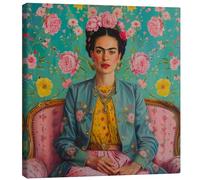 Posterlounge Frida Kahlo on a sofa Tableau sur toile de DejaReve 30 x 30 cm Rose clair Tableaux Décoration murale