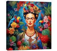 Posterlounge Frida Kahlo vintage floral portrait Tableau sur toile de Mark Ashkenazi 40 x 40 cm Déco colorée Tableaux Décoration murale