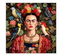 Posterlounge Frida Kahlo with Exotic Birds Poster