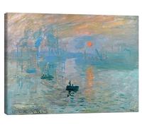 Posterlounge Impression, soleil levant Tableau sur toile de Claude Monet 40 x 30 cm Turquoise Tableaux Décoration murale