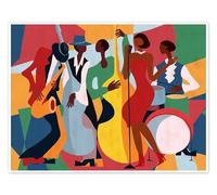 Posterlounge Jazz Band Poster | 130 x 100 cm de CatsAndDotz Déco colorée Tableaux Décoration murale