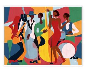 Posterlounge Jazz Band Poster | 130 x 100 cm de CatsAndDotz Déco colorée Tableaux Décoration murale
