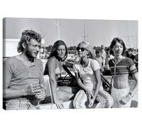 Posterlounge Johnny Hallyday, Sheila, Sylvie Vartan and Francoise Hardy, France 1969 Tableau sur toile 30 x 20 cm Noir et blanc Tableaux Décoration murale